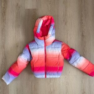Girls' All in Motion Ombre Pink & Coral Puffer Jacket with Hood